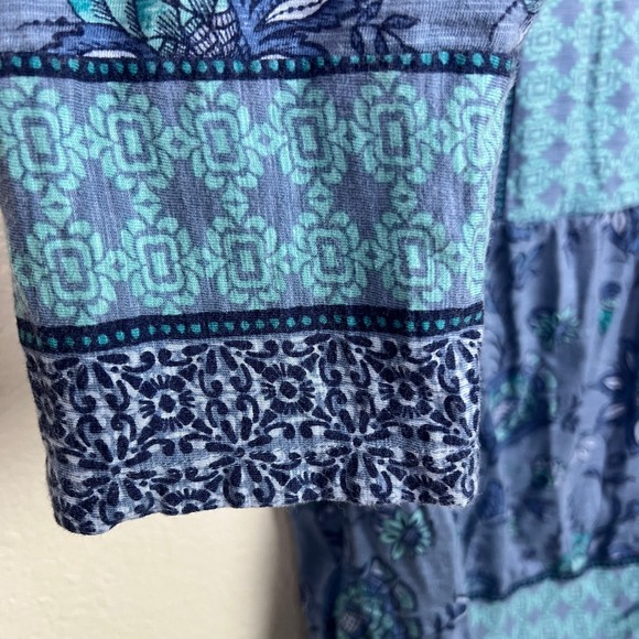 Coldwater Creek Womens Size Large Blue Floral Print Top 3/4 Sleeve Boho Peasant - Picture 4 of 7